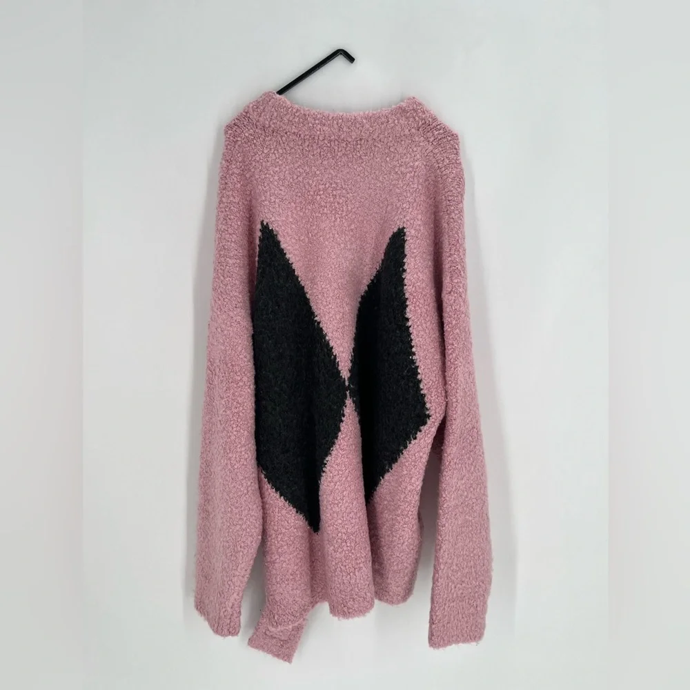 We11done Argyle Knit Oversized Sweater In Pink - Picture 8 of 8